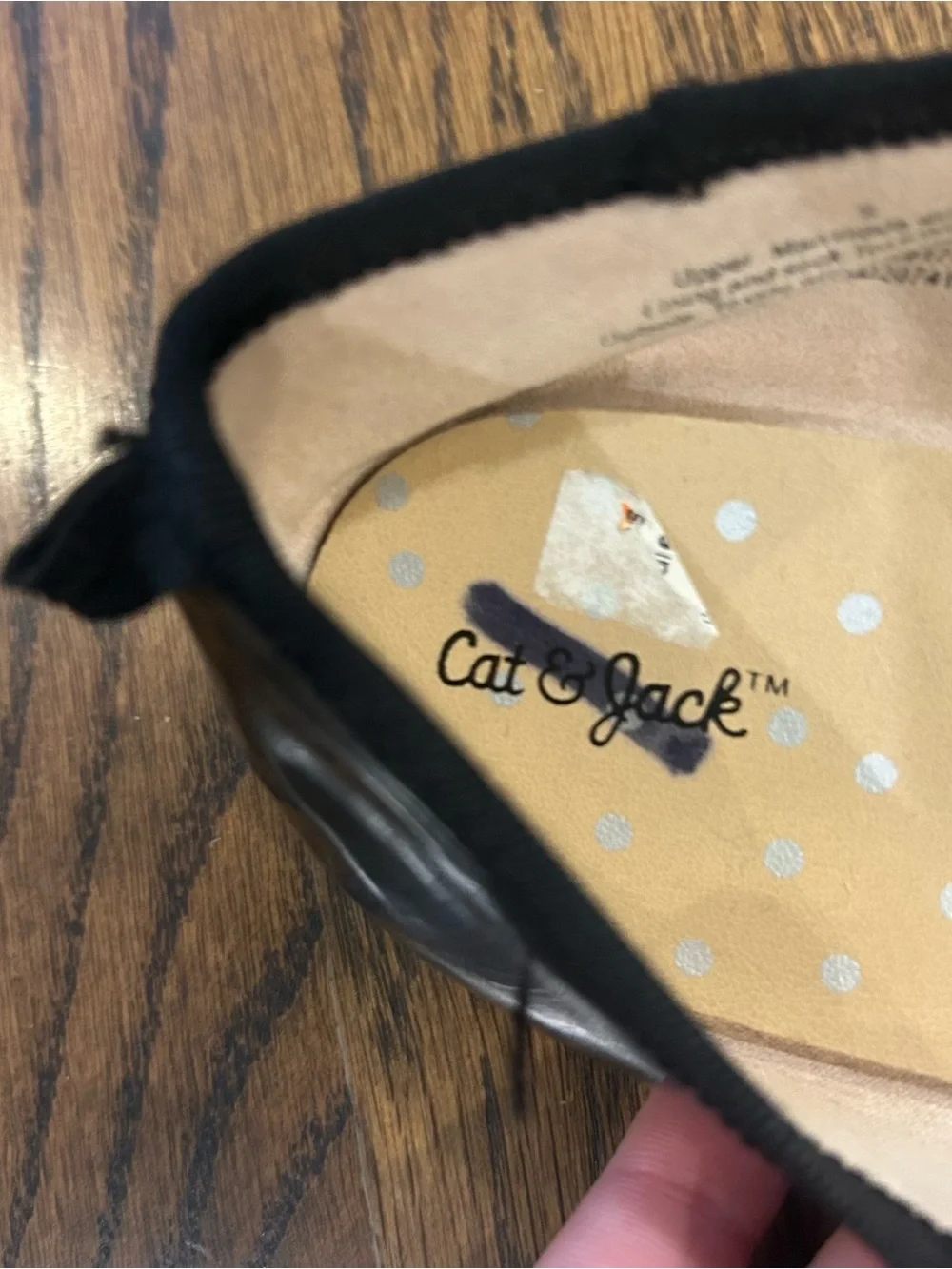 Cat & Jack Black Patent Leather Ballet Flats Bow Shoes Size 5 Kids